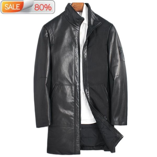 men's leather & faux goatskin down winter genuine jacket men clothes long coat slim blouson cuir homme ml-daf17910 b21194, Black
men's leather & faux goatskin down winter genuine jacket men clothes long coat slim blouson cuir homme ml-daf17910 b21194, Black