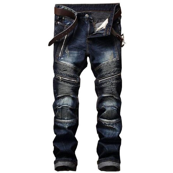 men's jeans shzq men's european american slim zipper leisure cotton straight-tube washed trousers, Blue
men's jeans shzq men's european american slim zipper leisure cotton straight-tube washed trousers, Blue