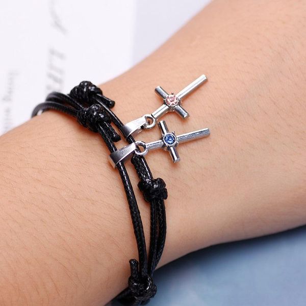 link, chain classic cross leather bracelet for men women 4 color pink blue crystal zircon lovers hand jewelry gift friends, Black
link, chain classic cross leather bracelet for men women 4 color pink blue crystal zircon lovers hand jewelry gift friends, Black
