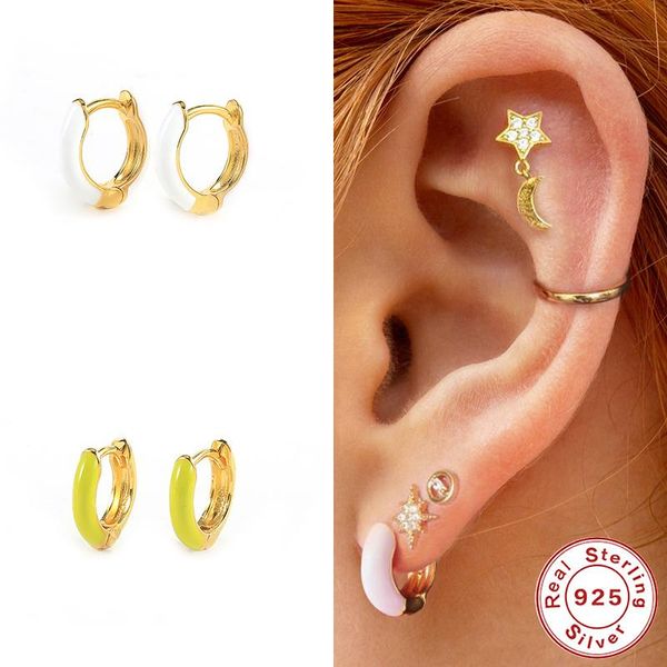 hoop & huggie real 925 sterling silver enamel round earrings for woman's circle cartilage earring jewelry aros plata mujer, Golden;silver
hoop & huggie real 925 sterling silver enamel round earrings for woman's circle cartilage earring jewelry aros plata mujer, Golden;silver