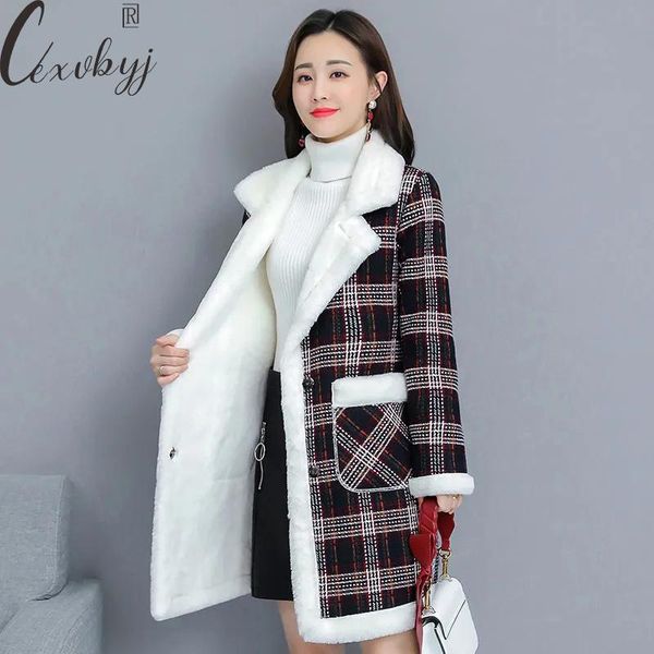 women's wool & blends m-4xl autumn winter jackets for women 2021 korean fashion plaid long coat plus size turn down collar fleece overc, Black
women's wool & blends m-4xl autumn winter jackets for women 2021 korean fashion plaid long coat plus size turn down collar fleece overc, Black