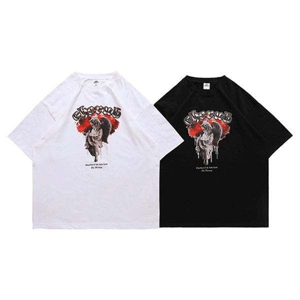 men's t-shirts niche design angel dark wind print short-sleeved personality loose fashion trend leisure tees, White;black
men's t-shirts niche design angel dark wind print short-sleeved personality loose fashion trend leisure tees, White;black