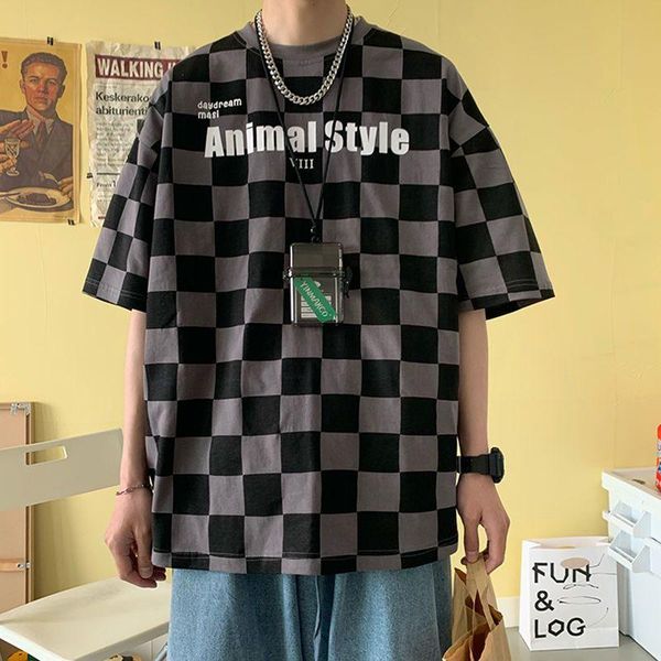 men's t-shirts cotton short-sleeved t-shirt men women korean trend handsome all-match color matching checkerboard letter printing shi, White;black
men's t-shirts cotton short-sleeved t-shirt men women korean trend handsome all-match color matching checkerboard letter printing shi, White;black