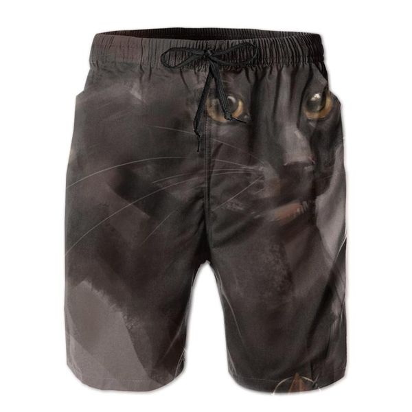 men's shorts summer beach swimsuit quick-drying swimwear black cat men breathable male, White;black