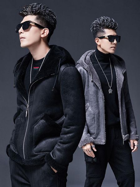men's leather & faux winter jacket real sheep shearling fur coat alpaca coats double side wear suede short jackets plus size mc29c280 m, Black
men's leather & faux winter jacket real sheep shearling fur coat alpaca coats double side wear suede short jackets plus size mc29c280 m, Black