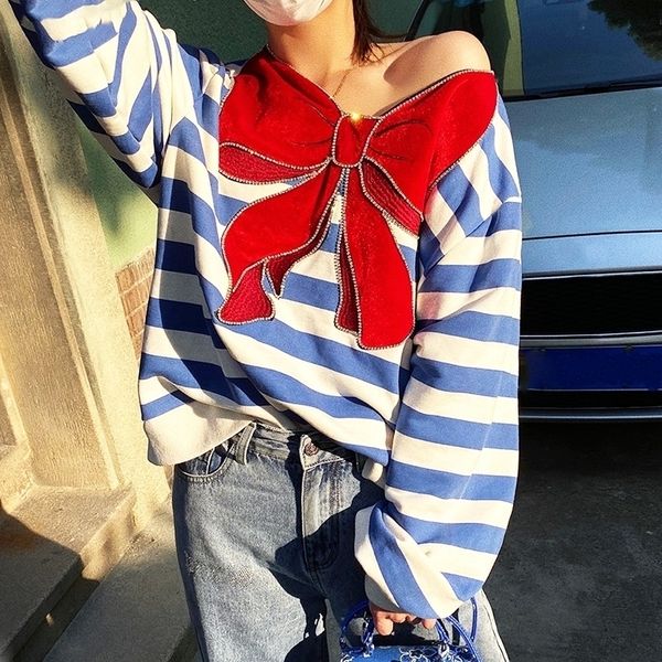 full sleeve big bowknot collar striped sweatshirt woman harajuku style new autumn loose casual clothes women sweatshirts sl584 201201, Black
full sleeve big bowknot collar striped sweatshirt woman harajuku style new autumn loose casual clothes women sweatshirts sl584 201201, Black