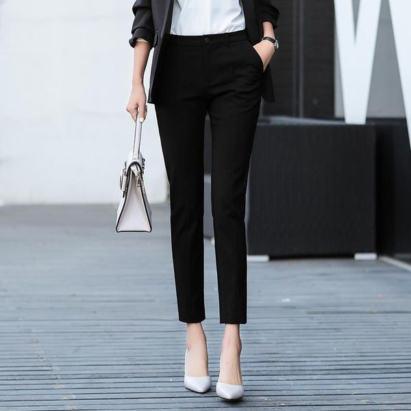 women's pants & capris 2021 korean ol style black women formal pockets high waist elegant office lady ankle-length, Black;white
women's pants & capris 2021 korean ol style black women formal pockets high waist elegant office lady ankle-length, Black;white