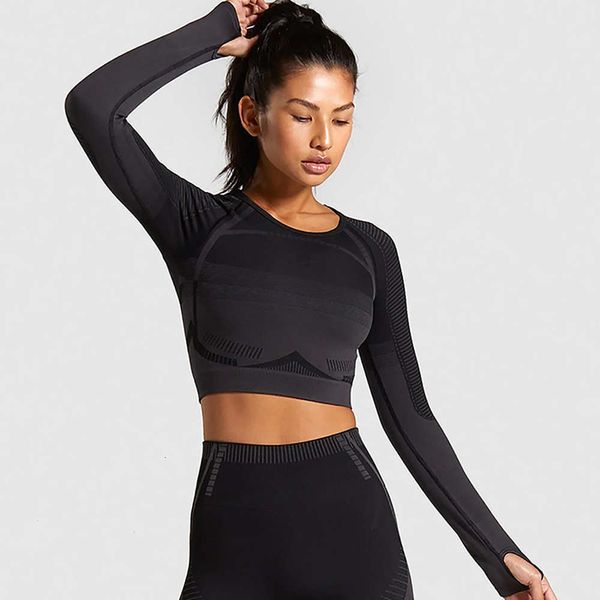 open navel long sleeve professional sports running new seamless fitness pants set female, Gray
open navel long sleeve professional sports running new seamless fitness pants set female, Gray