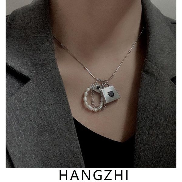 chains hangzhi 2021 punk retro trendy simple black heart zircon lock pearl chain pendant necklace for women girl fashion jewelry, Silver
chains hangzhi 2021 punk retro trendy simple black heart zircon lock pearl chain pendant necklace for women girl fashion jewelry, Silver