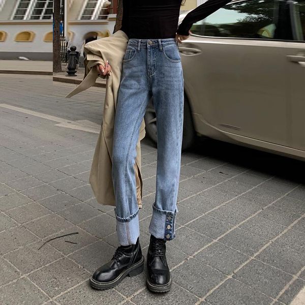 women's jeans spring 2021 han edition students ins small show thin edge straight nine minutes of pants high waist are female, Blue
women's jeans spring 2021 han edition students ins small show thin edge straight nine minutes of pants high waist are female, Blue
