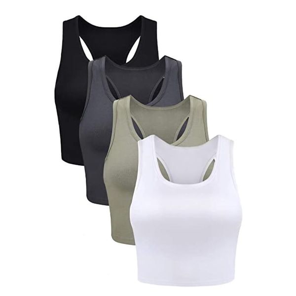 40# 4 pieces sports bras women's sleeveless crop sport blouse basic crop tank elegant women sports bras, White;black
40# 4 pieces sports bras women's sleeveless crop sport blouse basic crop tank elegant women sports bras, White;black