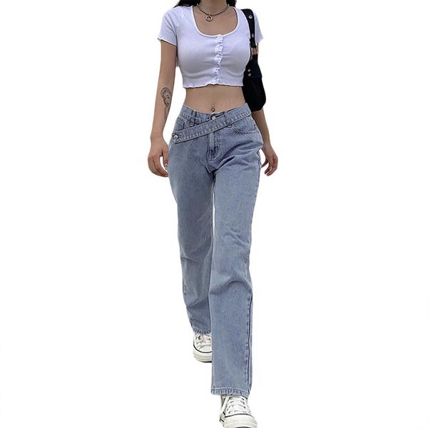women's pants & capris arrival stylish women casual loose style jeans, grey blue solid color high waist straight-leg trousers, Black;white 
women's pants & capris arrival stylish women casual loose style jeans, grey blue solid color high waist straight-leg trousers, Black;white