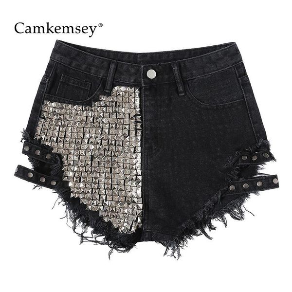 women's shorts street wear ripped holes punk rivet white black jeans woman casual high waist summer cotton denim
women's shorts street wear ripped holes punk rivet white black jeans woman casual high waist summer cotton denim