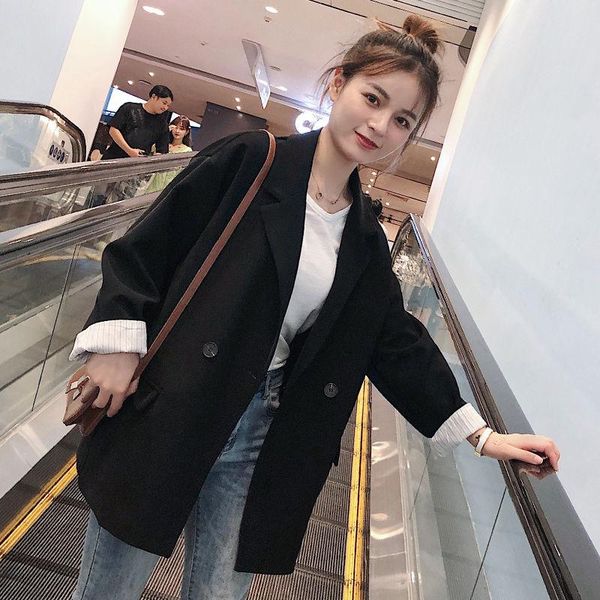 women's suits & blazers blazer women suit jacket spring and autumn loose casual black veste femme, White;black
women's suits & blazers blazer women suit jacket spring and autumn loose casual black veste femme, White;black