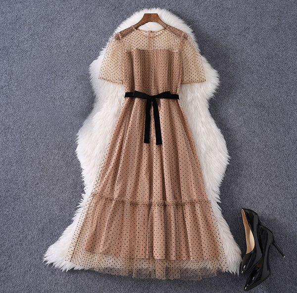 2021 summer short sleeve round neck black retro polka dot print tulle belted pleated mid-calf dress elegant casual dresses mq29894258a988215, Black;gray
2021 summer short sleeve round neck black retro polka dot print tulle belted pleated mid-calf dress elegant casual dresses mq29894258a988215, Black;gray