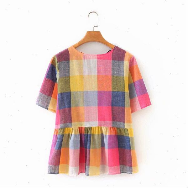 new 2021 women sweet colorful plaid print casual smock blouse ladies o neck back bow tie chic shirt summer femininas ls6525, White
new 2021 women sweet colorful plaid print casual smock blouse ladies o neck back bow tie chic shirt summer femininas ls6525, White