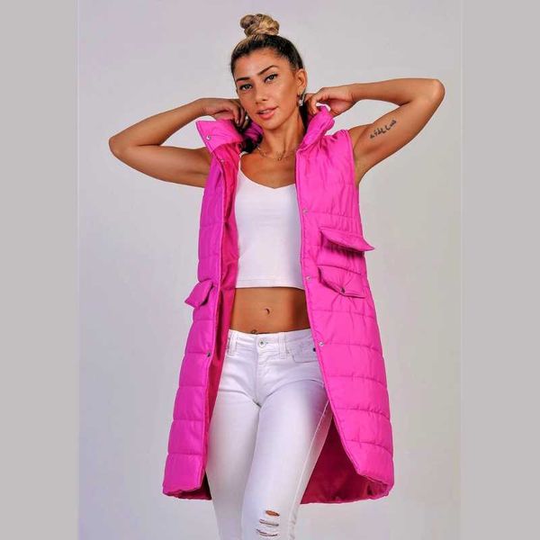 women's vests purple color stand up collar pocket detailed long fluffy waterproof inflatable vest, Black;white
women's vests purple color stand up collar pocket detailed long fluffy waterproof inflatable vest, Black;white