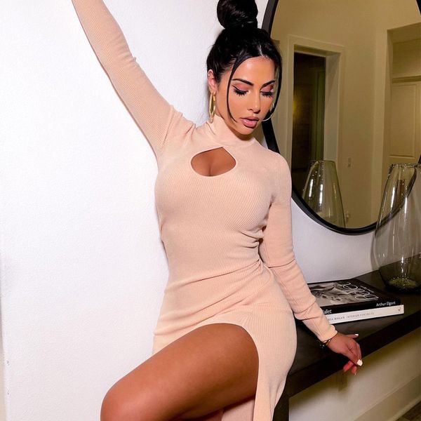 cut-out midi dress bodycon fashion pink ribbed knitted club party womens split dresses elegant vestidos, Black;gray
cut-out midi dress bodycon fashion pink ribbed knitted club party womens split dresses elegant vestidos, Black;gray