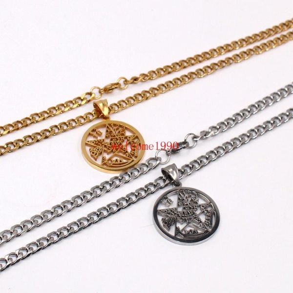 chains gold religious sanskrit stainless steel wicca pentagram pentacle pendant 5mm 24'' fashion curb link necklace, Silver
chains gold religious sanskrit stainless steel wicca pentagram pentacle pendant 5mm 24'' fashion curb link necklace, Silver