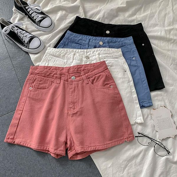 women's shorts casual pink denim women high waist buttons pockets slim 2021 summer beach streetwear jeans, White;black
women's shorts casual pink denim women high waist buttons pockets slim 2021 summer beach streetwear jeans, White;black