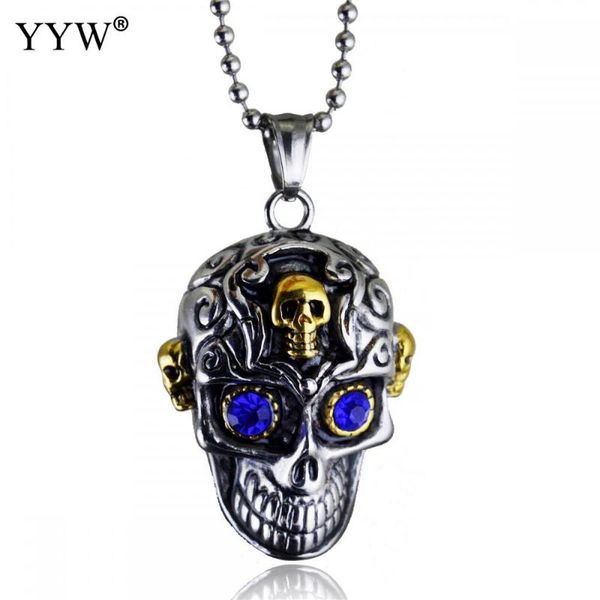 pendant necklaces 2021 explosion retro skull necklace titanium steel gothic jewelry choker crystal eye chain, Silver
pendant necklaces 2021 explosion retro skull necklace titanium steel gothic jewelry choker crystal eye chain, Silver