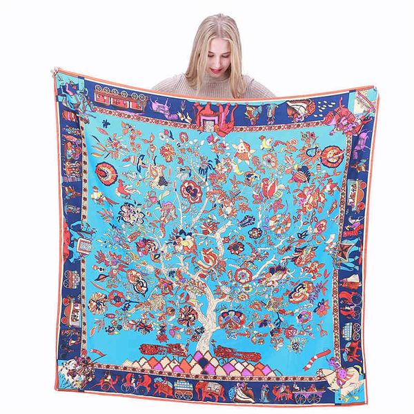 lesida pure silk scarf women large shawls stoles tree print square scarves echarpes foulards femme wrap bandanas 130*130cm 1303, Blue;gray 
lesida pure silk scarf women large shawls stoles tree print square scarves echarpes foulards femme wrap bandanas 130*130cm 1303, Blue;gray