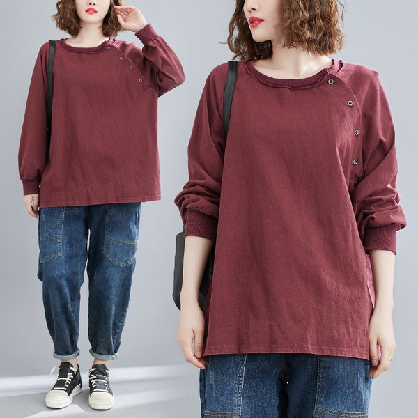 2021 new spring women elegant slant button o-neck long sleeve oversize casual pullover t-shirt female solid color simple retro tees 4gvs, White
2021 new spring women elegant slant button o-neck long sleeve oversize casual pullover t-shirt female solid color simple retro tees 4gvs, White
