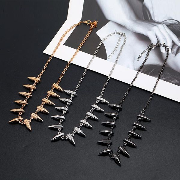 chains vintage gothic punk necklace for women men cone spines black silver color chain necklaces hip hop jewelry 
chains vintage gothic punk necklace for women men cone spines black silver color chain necklaces hip hop jewelry