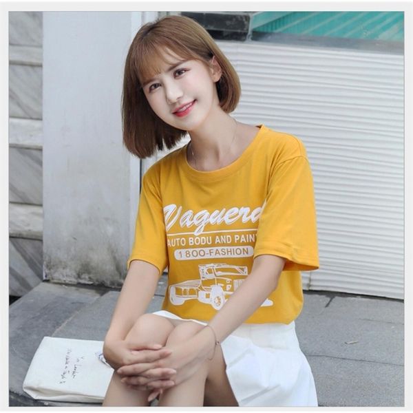 women yellow tshirts fashion printed t shirt summer casual tee ladies clothes jy1009, White
women yellow tshirts fashion printed t shirt summer casual tee ladies clothes jy1009, White