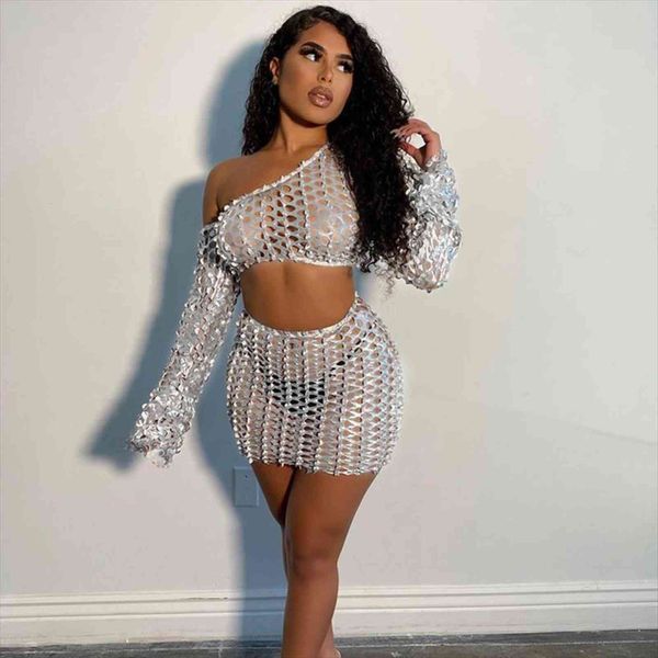 long sleeve one shoulder women tracksuits hollow out skirt 2 pieces set autumn winter fashion party club tracksuit, Gray
long sleeve one shoulder women tracksuits hollow out skirt 2 pieces set autumn winter fashion party club tracksuit, Gray