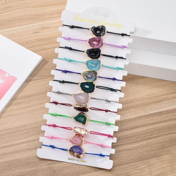 new color irregular resin cut set hand woven elastic rope bracelet for women, Golden;silver
new color irregular resin cut set hand woven elastic rope bracelet for women, Golden;silver