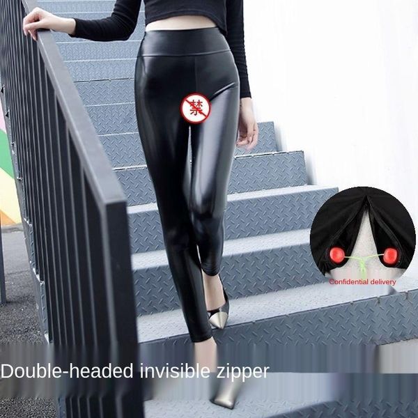 women's leggings long pu leather pants couple lovers outdoor date open croch invisible zipper skinny black strechy trousers female
women's leggings long pu leather pants couple lovers outdoor date open croch invisible zipper skinny black strechy trousers female