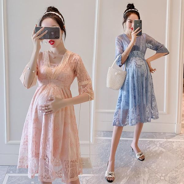 maternity dresses lace dress hollow out summer pregnancy clothes v collar half sleeve loose outwear elegant 2colors, White
maternity dresses lace dress hollow out summer pregnancy clothes v collar half sleeve loose outwear elegant 2colors, White