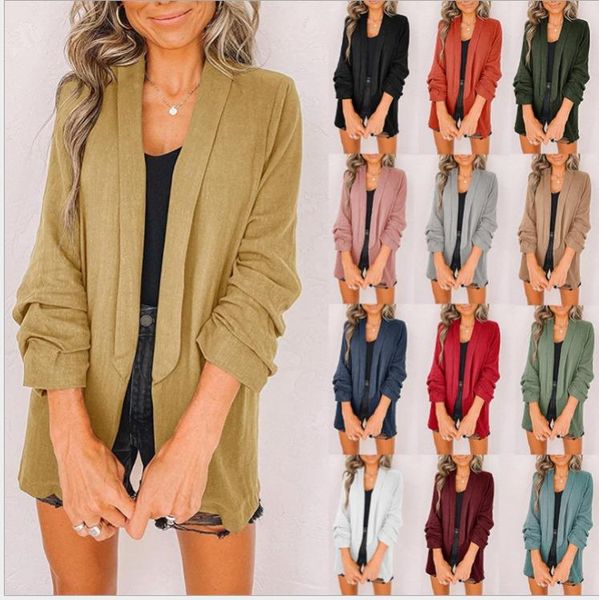 women's suits & blazers 2021 europe and america autumn winter fashion lapel cardigan solid color seven-point sleeve suit jacket, White;black
women's suits & blazers 2021 europe and america autumn winter fashion lapel cardigan solid color seven-point sleeve suit jacket, White;black