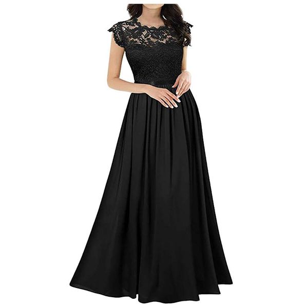 casual dresses women long dress chiffon stitching lace female bridesmaids pure color round neck wedding party 2021 vestido femme, Black;gray
casual dresses women long dress chiffon stitching lace female bridesmaids pure color round neck wedding party 2021 vestido femme, Black;gray