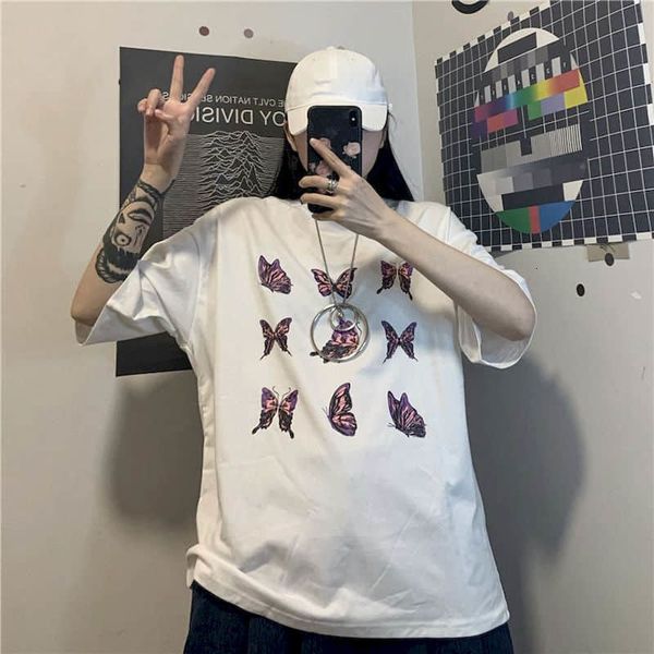 butterfly print korean version 2021 new summer harajuku in manga wind female shirt loose student k93a, White
butterfly print korean version 2021 new summer harajuku in manga wind female shirt loose student k93a, White