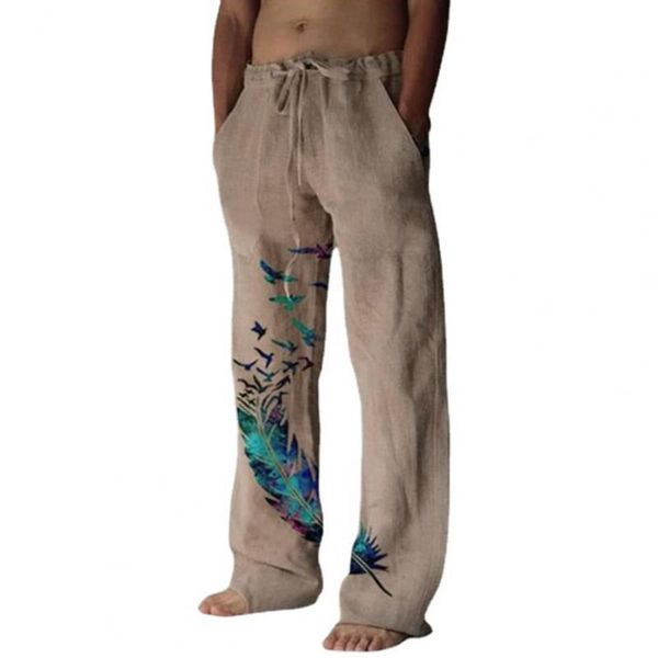 men's pants 2021 spring autumn casual loose mid waist drawstring straight trouser men vintage pattern print long pant for daily, Black
men's pants 2021 spring autumn casual loose mid waist drawstring straight trouser men vintage pattern print long pant for daily, Black
