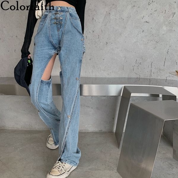 colorfith new 2021 women utumn winter jens high wist trousers ons cutout denim ptchwork nkle-length pnts j8929, Black;white
colorfith new 2021 women utumn winter jens high wist trousers ons cutout denim ptchwork nkle-length pnts j8929, Black;white