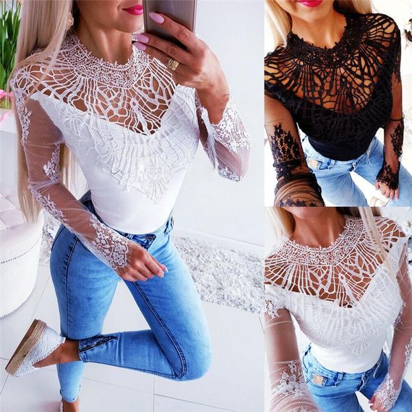 women's blouses & shirts women ladies sheer lace fishnet blouse shirt fashion long sleeve perspective hollow o neck floral pullover clo, White
women's blouses & shirts women ladies sheer lace fishnet blouse shirt fashion long sleeve perspective hollow o neck floral pullover clo, White