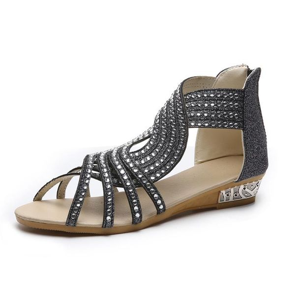 sandals 2021 ladies summer slippers casual fashion cross sequined wedge heel european and american open toe back zipper, Black
sandals 2021 ladies summer slippers casual fashion cross sequined wedge heel european and american open toe back zipper, Black