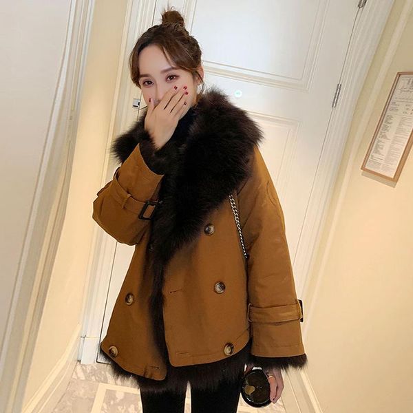 women's fur & faux winter woman double button medium jackets outwear thick parkas natural real coat clothes top, Black
women's fur & faux winter woman double button medium jackets outwear thick parkas natural real coat clothes top, Black