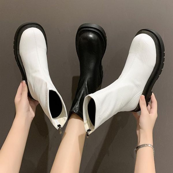 boots fashion women ankle ladies shoes slip on mid calf platform soft pu leather rubber heel female stretch, Black
boots fashion women ankle ladies shoes slip on mid calf platform soft pu leather rubber heel female stretch, Black