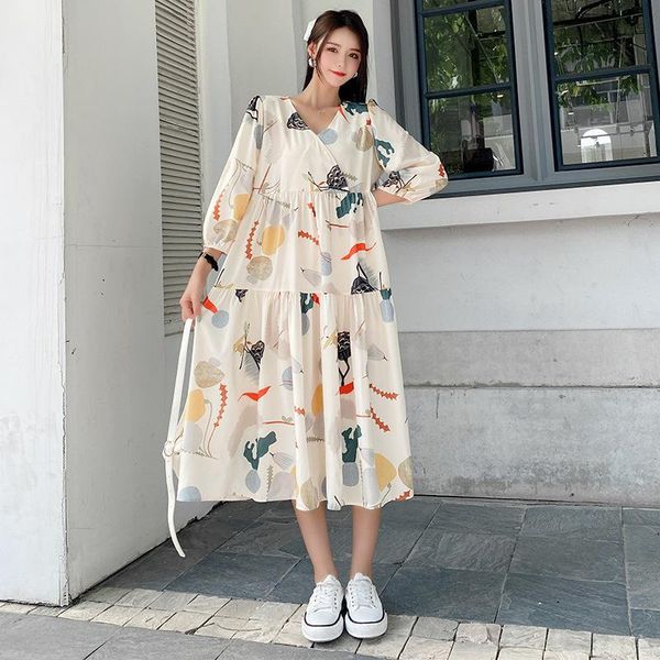 maternity dresses v-neck floval long dress elegant retro a-line casual loose clothes for pregnant women pregnancy wear, White
maternity dresses v-neck floval long dress elegant retro a-line casual loose clothes for pregnant women pregnancy wear, White