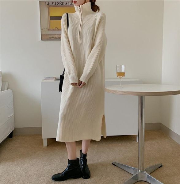 casual dresses loose and versatile zipper high neck knitted skirt design sense split medium length autumn winter dress women's, Black;gray
casual dresses loose and versatile zipper high neck knitted skirt design sense split medium length autumn winter dress women's, Black;gray