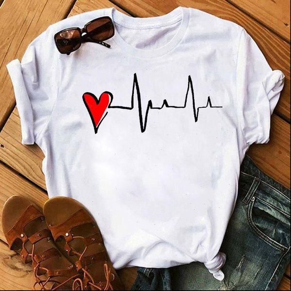 new fashion women t shirt harajuku t shirt ladies short sleeve tee love heartbeat line printed t shirt casual o neck top, White
new fashion women t shirt harajuku t shirt ladies short sleeve tee love heartbeat line printed t shirt casual o neck top, White