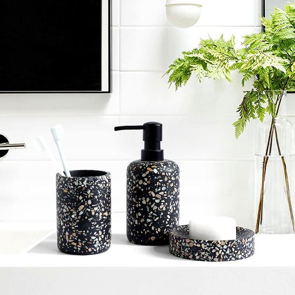 bath accessory set 4 pcs bathroom accessories black resin washing liquid soap dispenser toilet brush holder dish tumbler
bath accessory set 4 pcs bathroom accessories black resin washing liquid soap dispenser toilet brush holder dish tumbler