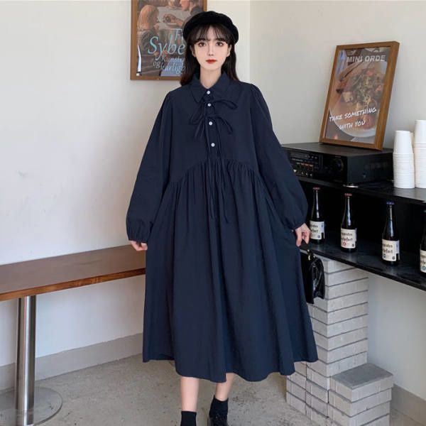 casual dresses cmaz japanese style polo collar lace-up dress for female students korean 2inp, Black;gray
casual dresses cmaz japanese style polo collar lace-up dress for female students korean 2inp, Black;gray