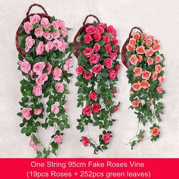 95cm 19heads artificial roses vine with green leaves wedding birthday party wall hanging fake flowers rattan home fence decor
95cm 19heads artificial roses vine with green leaves wedding birthday party wall hanging fake flowers rattan home fence decor