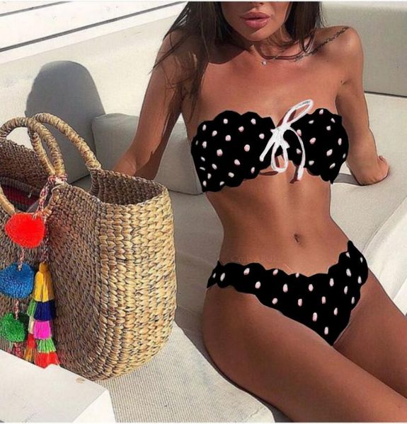 women's swimwear 2 pieces women floral edge dots print beach fashion strapless female low waist halter swimsuits beachwear biquini, White;black
women's swimwear 2 pieces women floral edge dots print beach fashion strapless female low waist halter swimsuits beachwear biquini, White;black