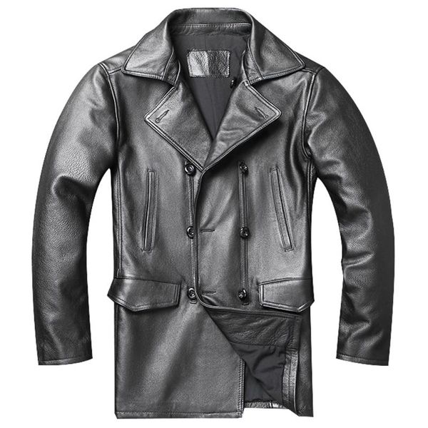 men's leather & faux european style real mens coat vintage jacket for man winter overcoat luxury dress suit trench cowhide windbreaker, Black
men's leather & faux european style real mens coat vintage jacket for man winter overcoat luxury dress suit trench cowhide windbreaker, Black